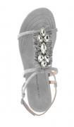 Designer-Velourslederdianette mit Strass grau