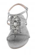 Designer-Velourslederdianette mit Strass grau