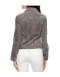 Designer-Velourslederjacke grau