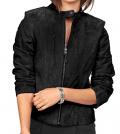 Designer-Velourslederjacke schwarz