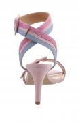 Designer-Veloursledersandalette rosa-blau