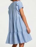 Designer-Volants-Kleid eisblau