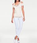 Designer-Wasserfallshirt mit Strass offwhite