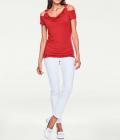 Designer-Wasserfallshirt mit Strass rot