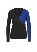 Designer-Wickel-Pullover schwarz-royalblau