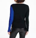 Designer-Wickel-Pullover schwarz-royalblau