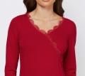 Designer-Wickeloptikpullover mit Spitze rot