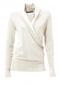 Designer-Wickelpullover mit Spitze creme