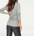 Designer-Wickelpullover mit Spitze grau