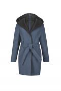 Designer-Wolljacke mitKapuze bleu-graphit