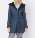 Designer-Wolljacke mitKapuze bleu-graphit