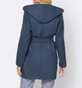 Designer-Wolljacke mitKapuze bleu-graphit