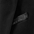 Designer-Wollmantel mit Leder schwarz