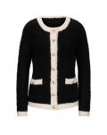 Designer-Wollstrickjacke schwarz-ecru