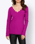 Designer-Zickzack-Ausschnitt-Pullover magenta