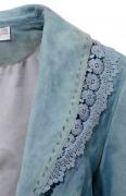 Designer-Ziegenvelours-Lederjacke blau