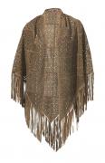 Designer-Ziegenveloursleder-Poncho cognac