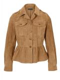 Designer-Ziegenvelourslederjacke beige Gr. 42