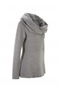 Designer-Zopfmusterpullover mit Schal grau