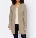 Designer-Zopfmustwer-Strickjacke beige-meliert