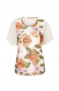 Doppellagiges-Druckshirt ecru-apricot-grün