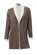 Doubleface-Strickjacke taupe-sand