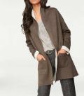 Doubleface-Strickjacke taupe-sand