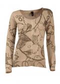 Druck-Pullover beige-taupe