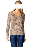 Druck-Pullover beige-taupe