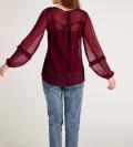 Druckbluse + Top bordeaux