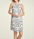 Druckkleid mit Spitze offwhite-grau