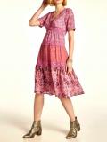 Druckkleid mit Spitze pink-bunt