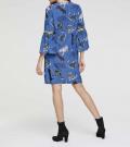 Druckkleid mit Volants blau-bunt