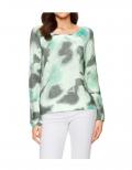 Druckpullover ecru-mint-grau