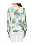 Druckpullover ecru-mint-grau