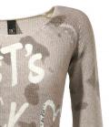 Druckpullover mit Pailletten taupe