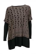 Druckpullover taupe-schwarz