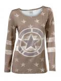 Druckshirt mit Strass taupe