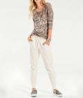 Druckshirt mit Strass taupe