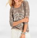 Druckshirt mit Strass taupe