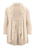 Feinstrickjacke mit Chiffonrüschen beige