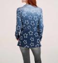 Feinstrickjacke mit Strass blau