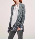 Feinstrickjacke mit Strass grau