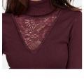 Feinstrickkleid mit Spitze bordeaux