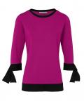 Feinstrickpullover pink-schwarz