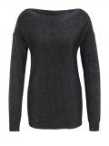 Feinstrickpullover schwarz-silber