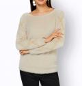 Flausch-Pullover mitZierperlen sand