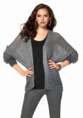 Flausch-Strickjacke anthrazit-grau