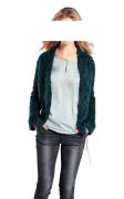 Flauschstrickjacke petrol-geflammt