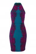 Flockprint-Kleid petrol-pink